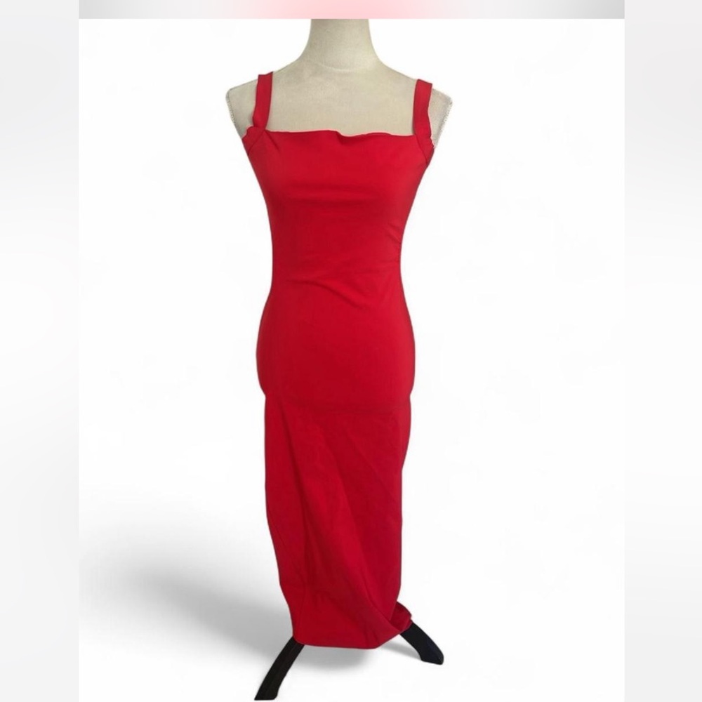 Red Cutout Midi Dress - Picture 3 of 7